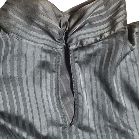 New York & Company High Neck Blouse Gun Metal Romantic Goth Glamcore Top Sz M - Picture 6 of 8